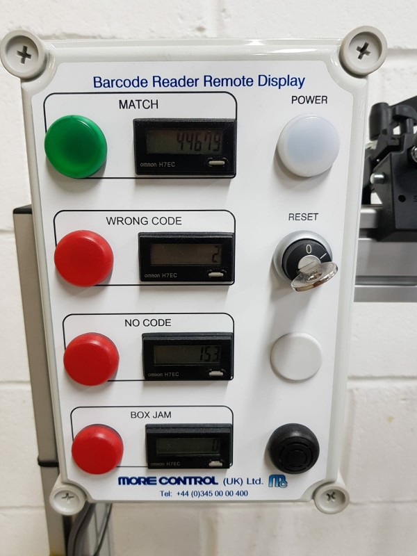 Control panel for barcode checking system